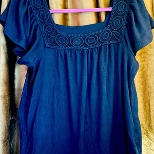 Navy blue soft blousy tee